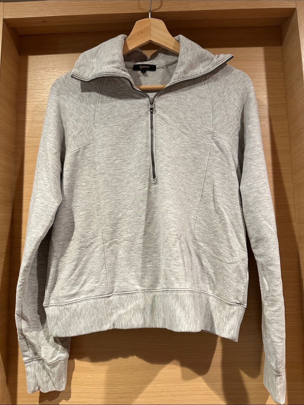 Quince Women's Light Gray Quarter-Zip Pullover Sweater